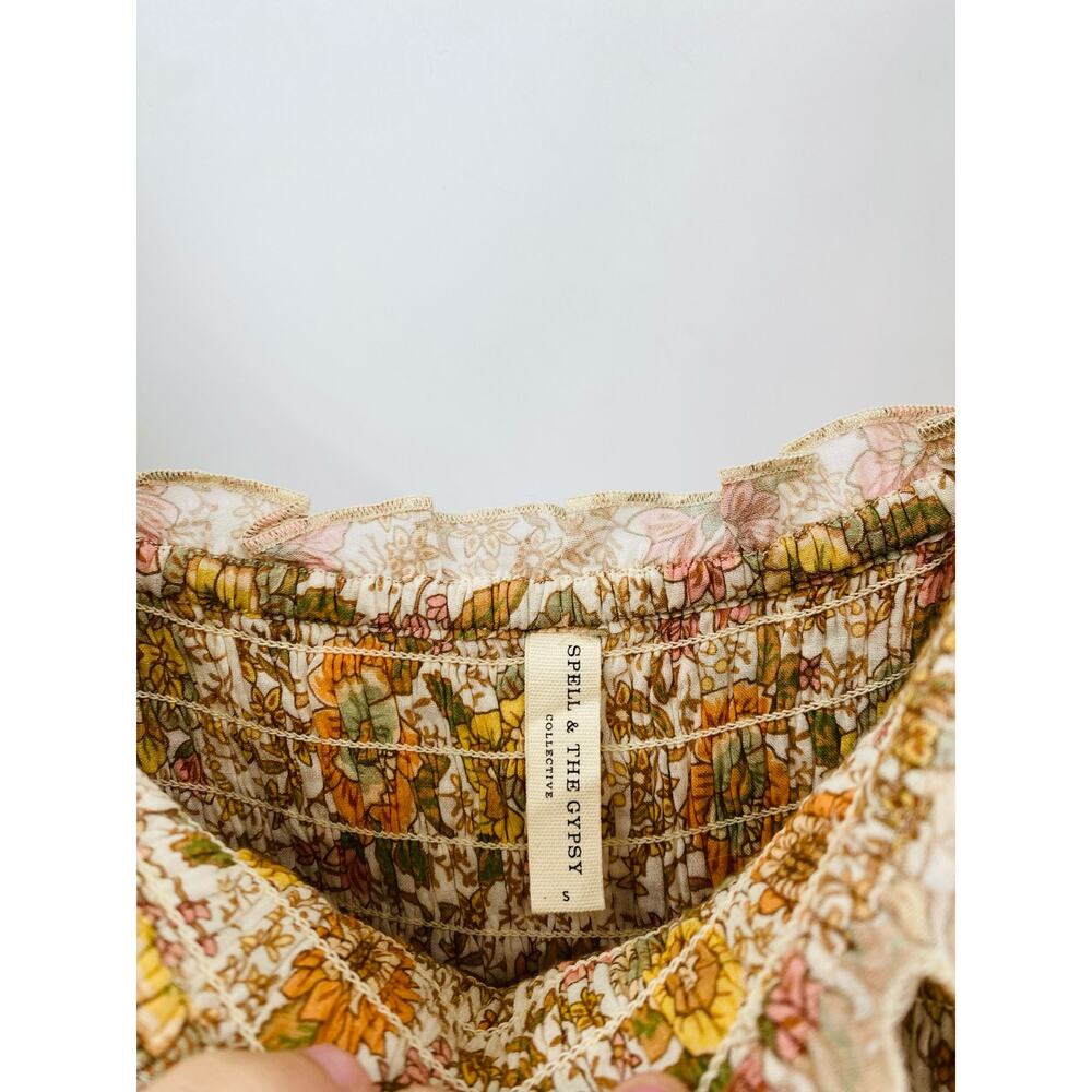 Spell & The Gypsy Co S Juniper Shirred Floral Smocked Midi Dress - Picture 5 of 8